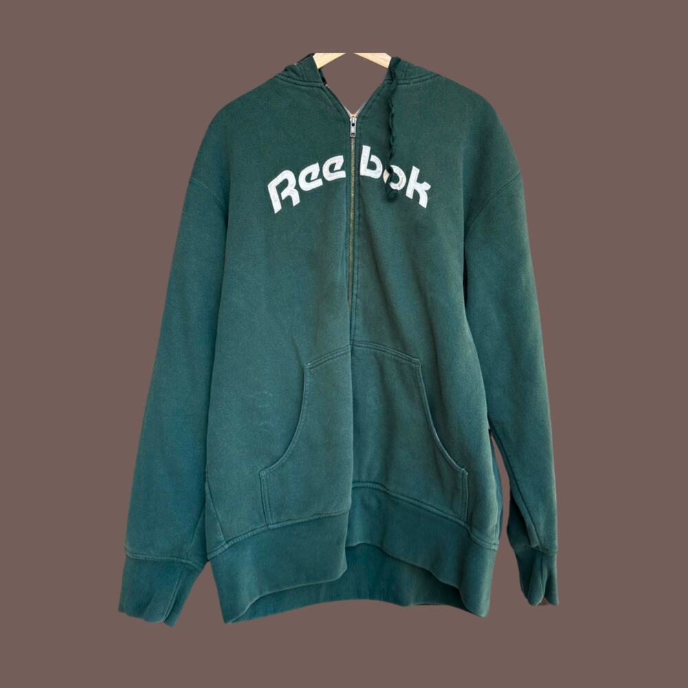 Reebok Classic Zip Hoodie | Green | Size L | Vintage Y2K